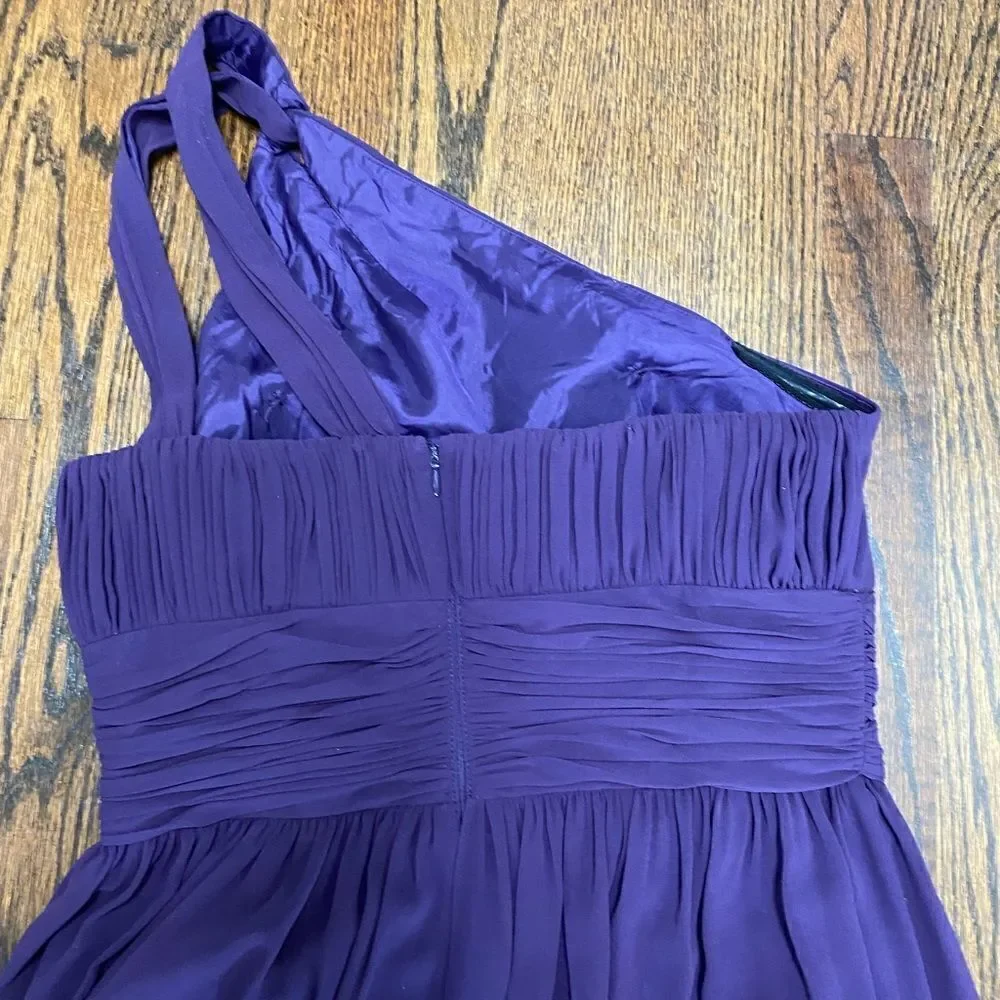 Donna Morgan  one shoulder purple pleated Flowey skirt kneelength formal dress